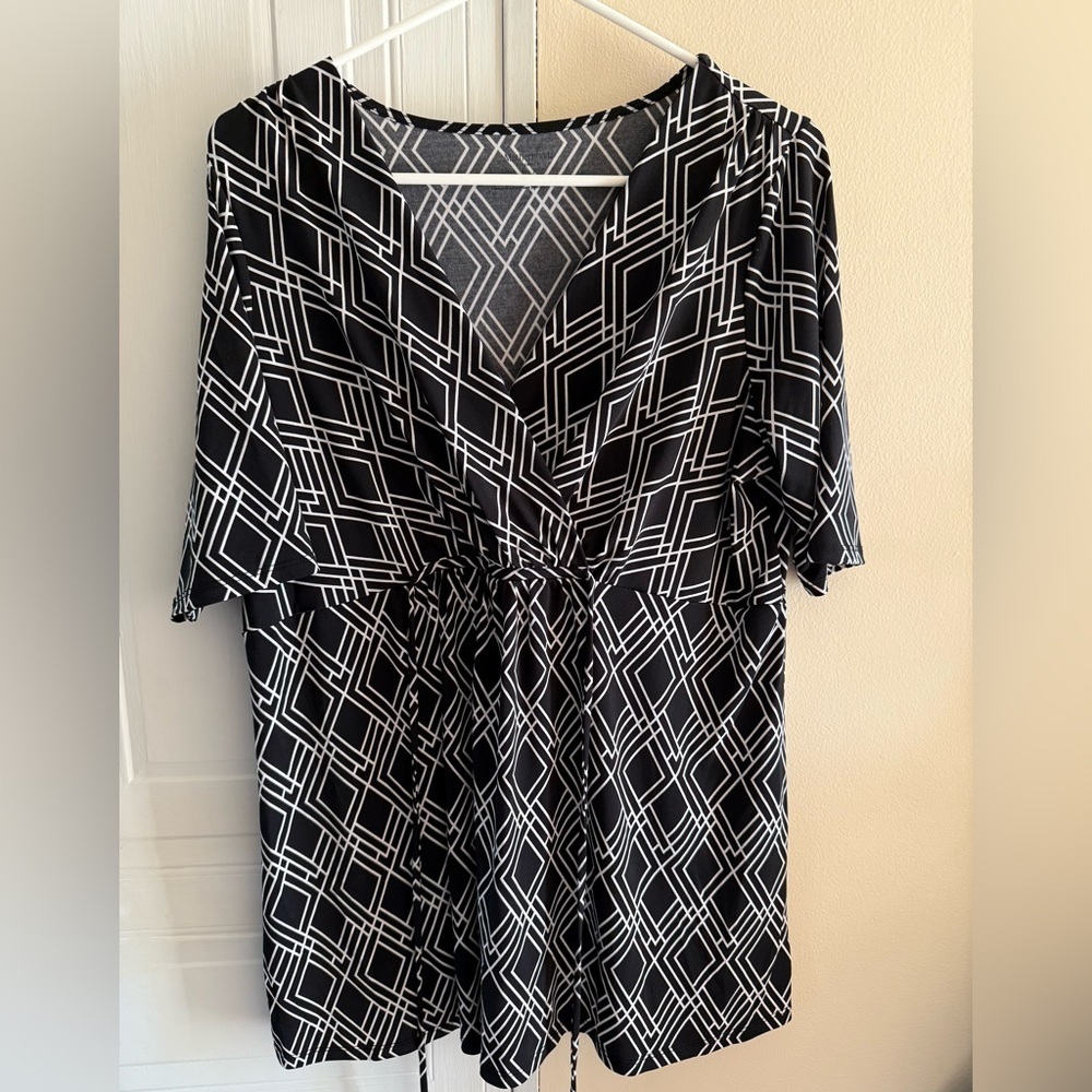 Motherhood black‎ and white Blouse Large Breastfeeding friendly